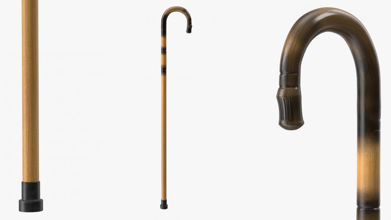 Bamboo Walking Cane 3D model