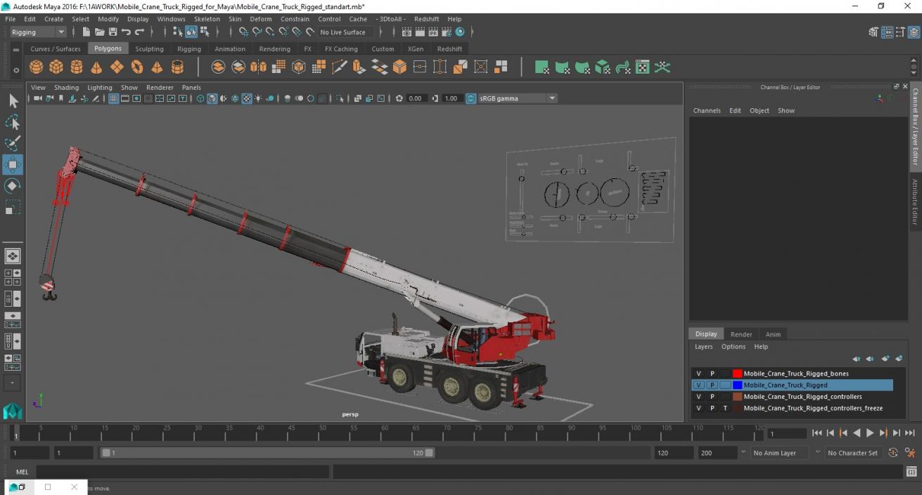 Mobile Crane Truck Rigged for Maya 3D model