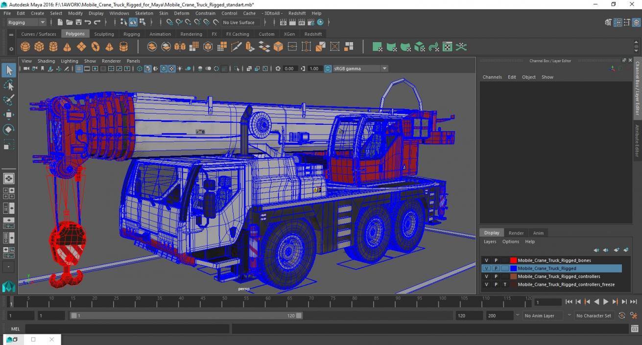 Mobile Crane Truck Rigged for Maya 3D model