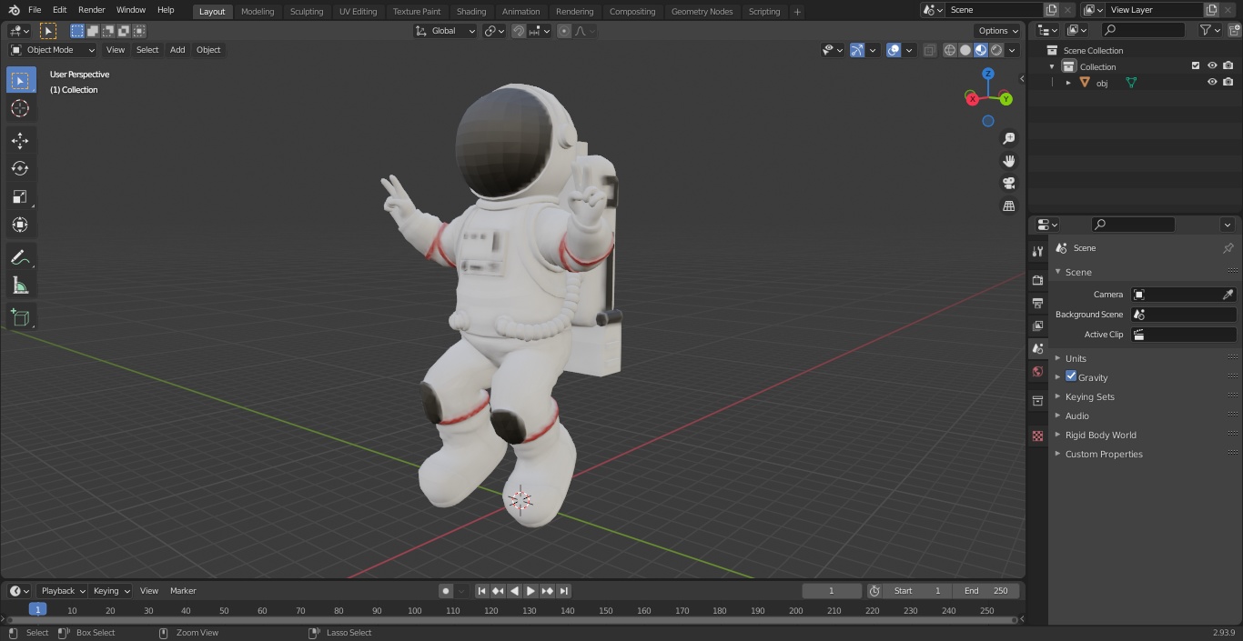 Astronaut Toy Character White Victory Sign 3D