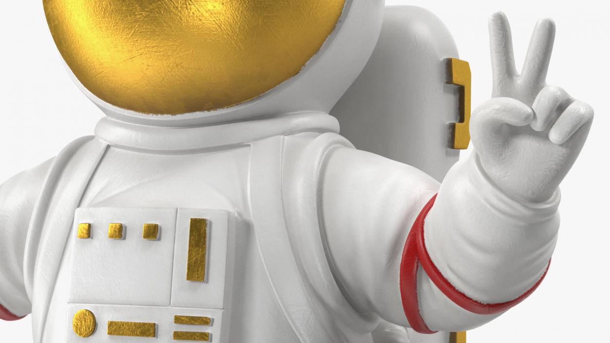 Astronaut Toy Character White Victory Sign 3D