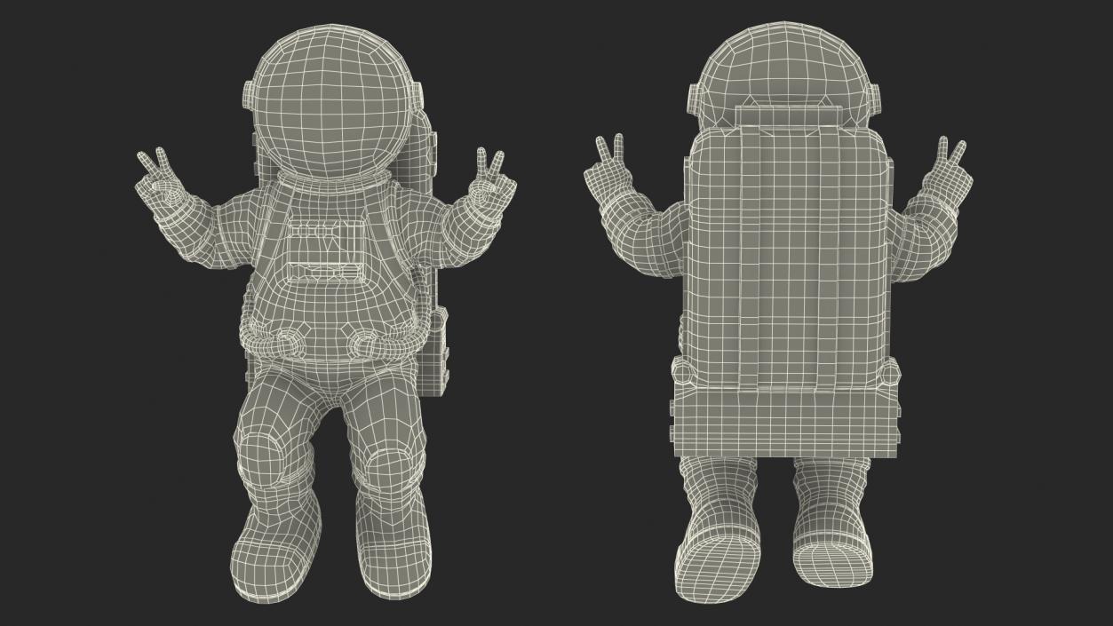 Astronaut Toy Character White Victory Sign 3D