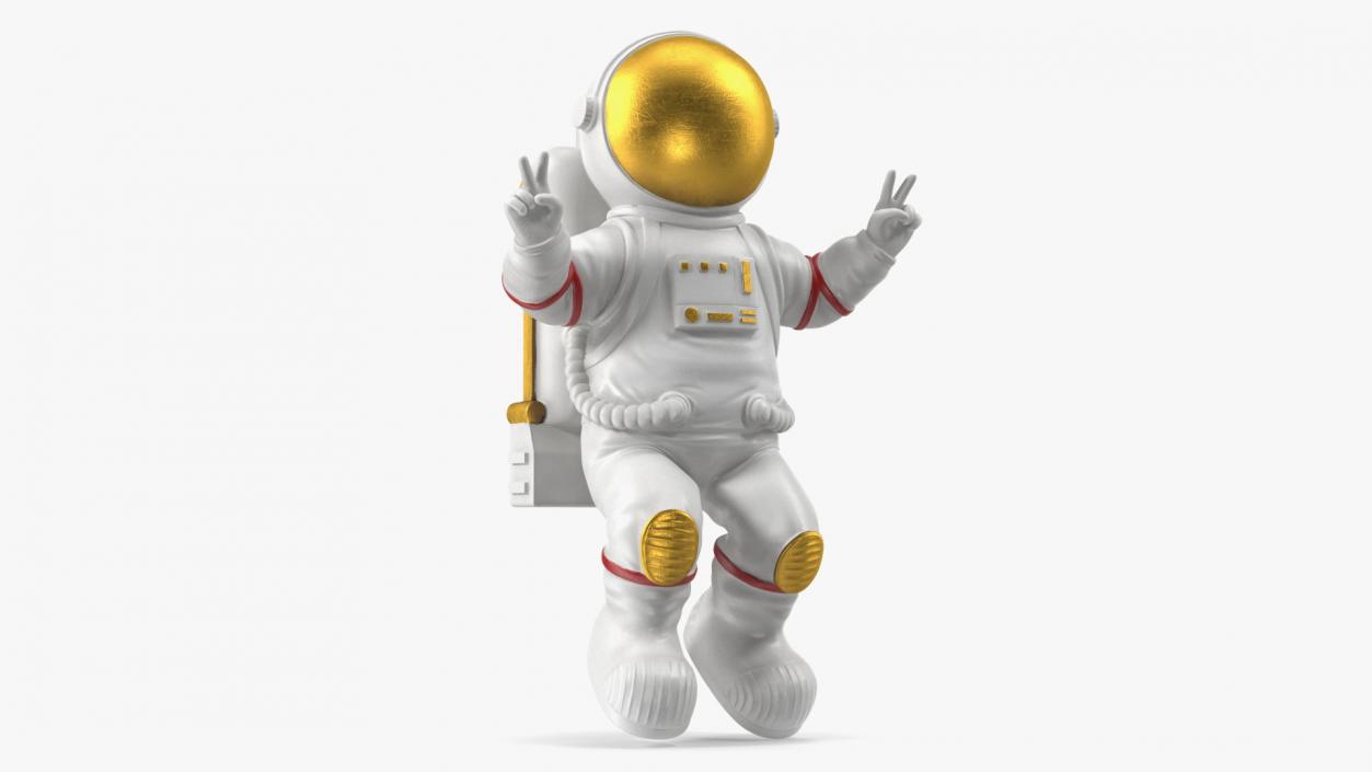 Astronaut Toy Character White Victory Sign 3D