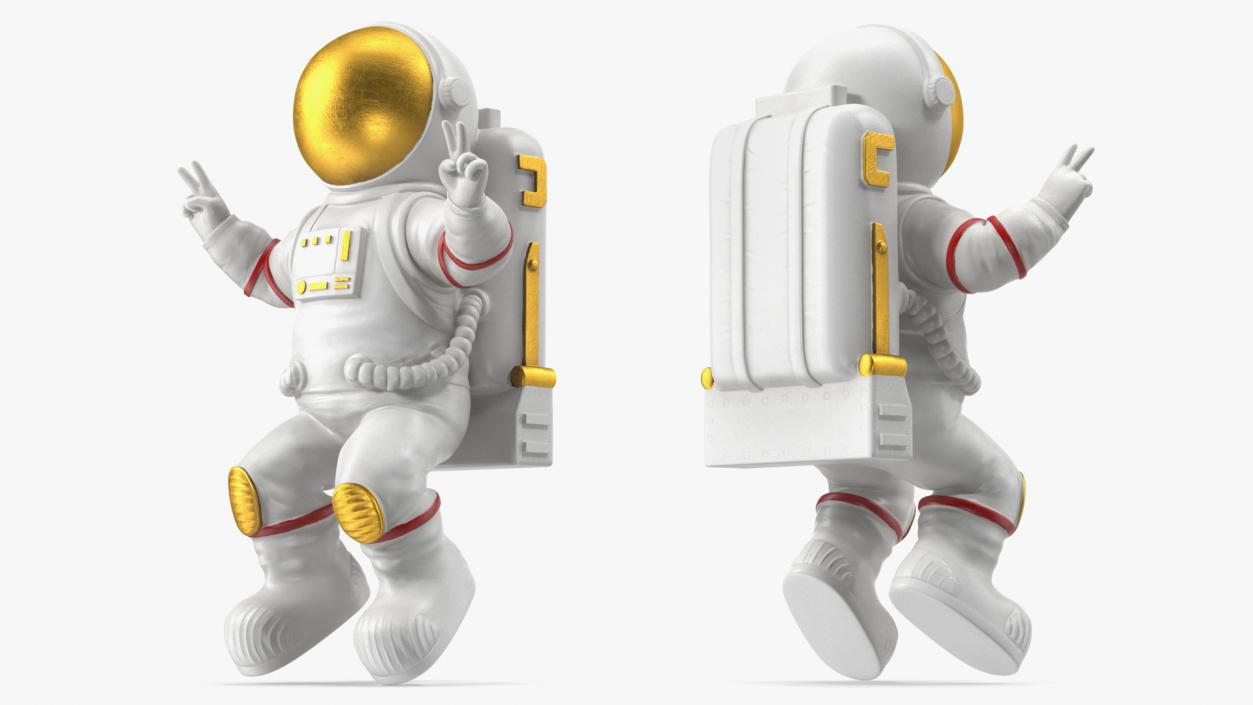 Astronaut Toy Character White Victory Sign 3D