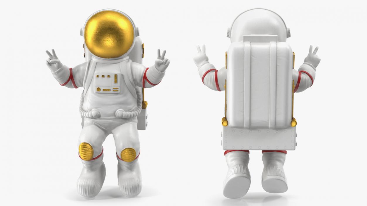 Astronaut Toy Character White Victory Sign 3D