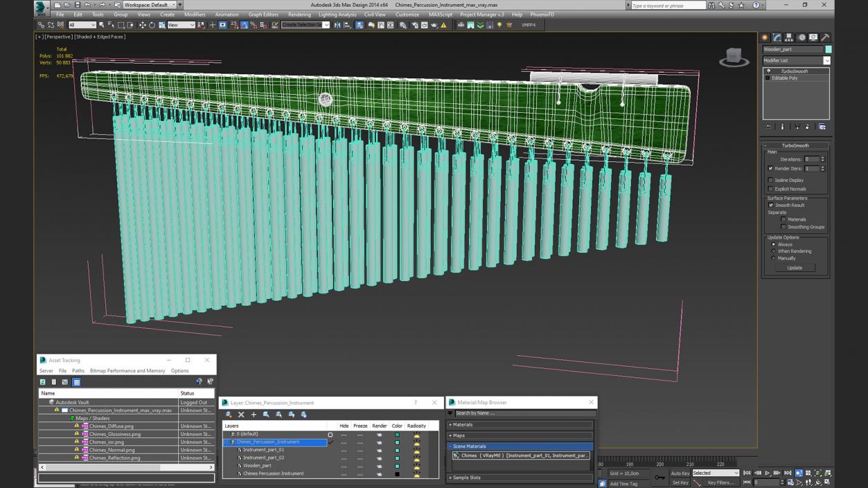 3D Chimes Percussion Instrument model