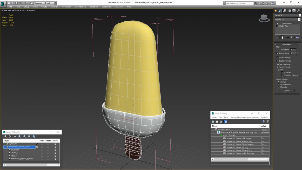 Homemade Popsicle Banana 3D model