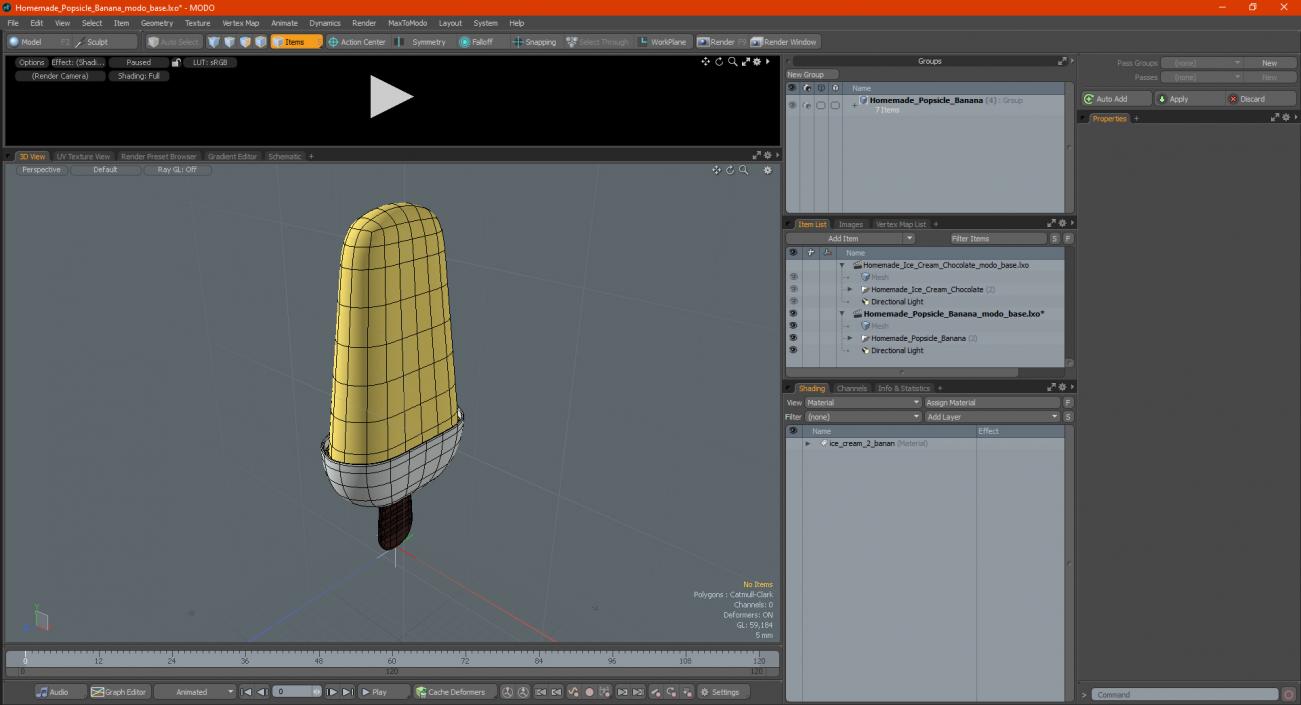 Homemade Popsicle Banana 3D model