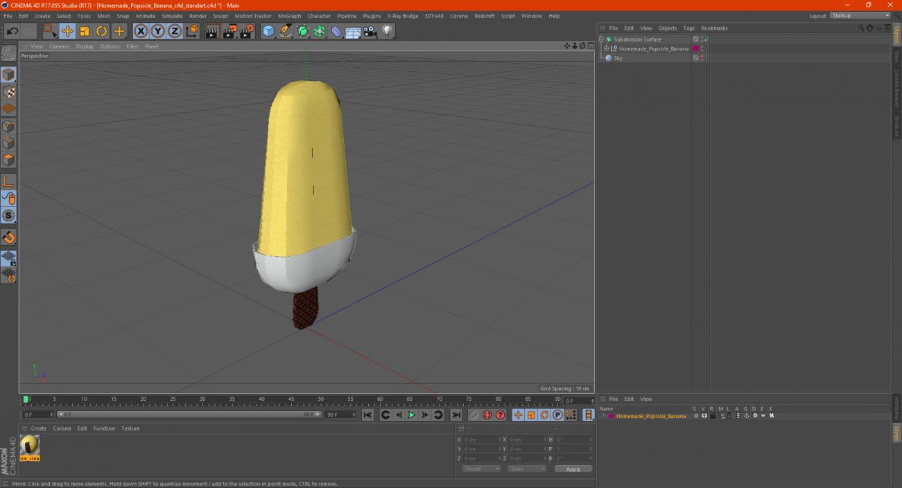 Homemade Popsicle Banana 3D model