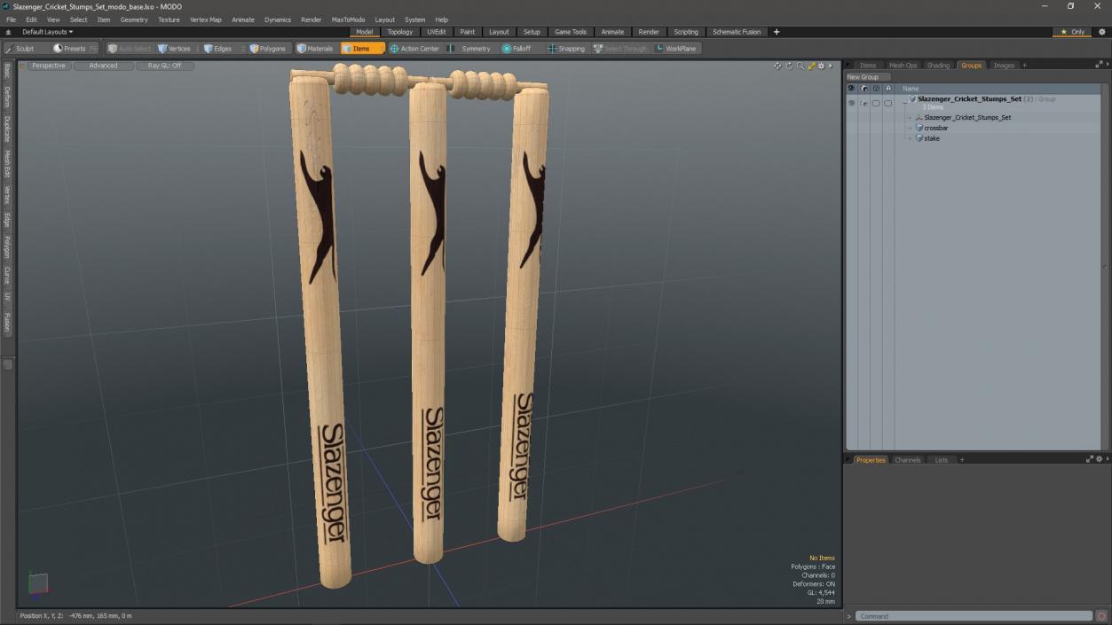 3D Slazenger Cricket Stumps Set model