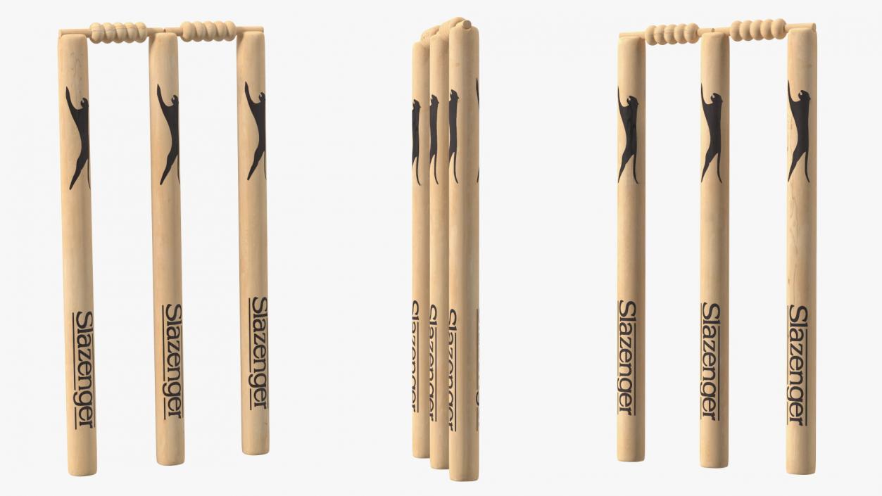 3D Slazenger Cricket Stumps Set model