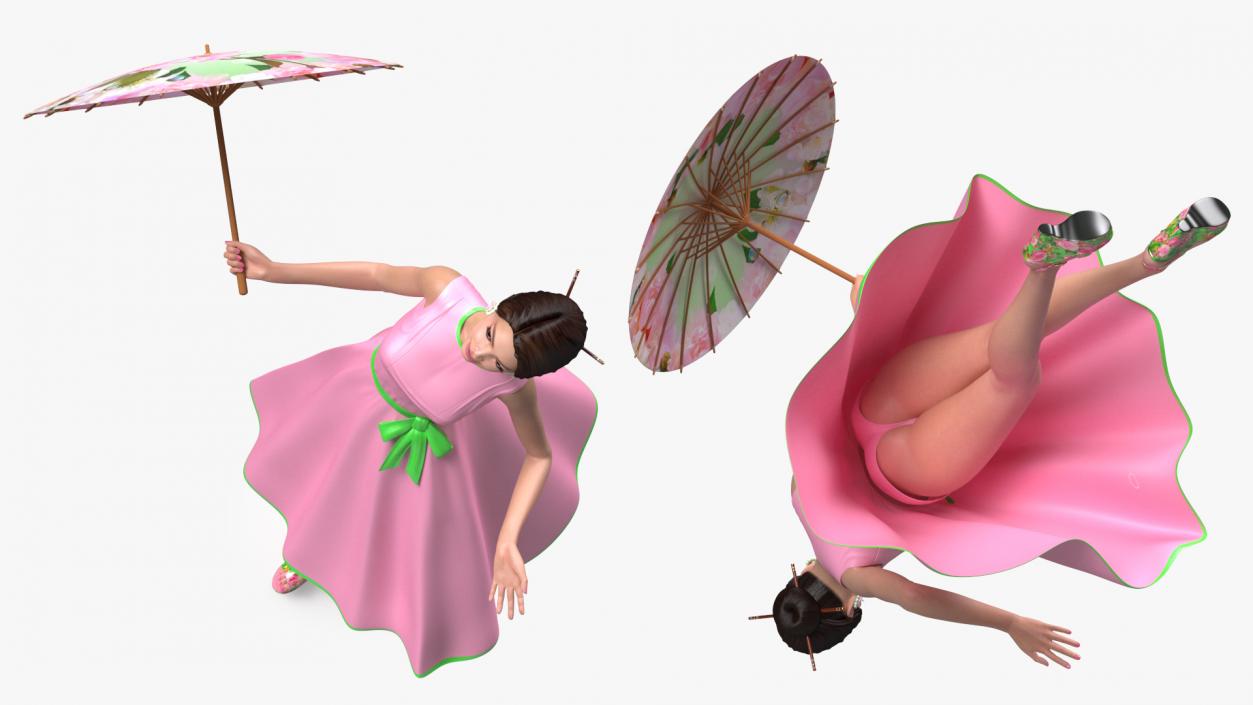 Asian Women Wearing Summer Dress 3D