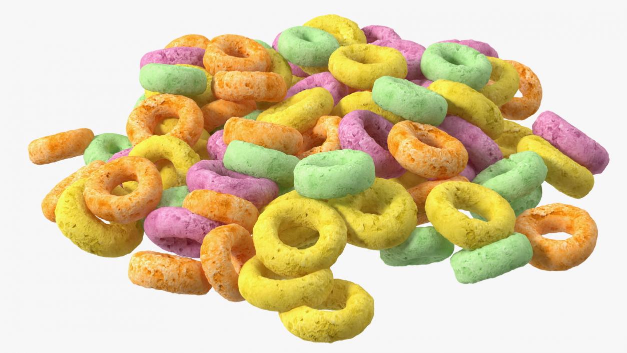 3D Colored Cereals Rings Breakfast with Milk