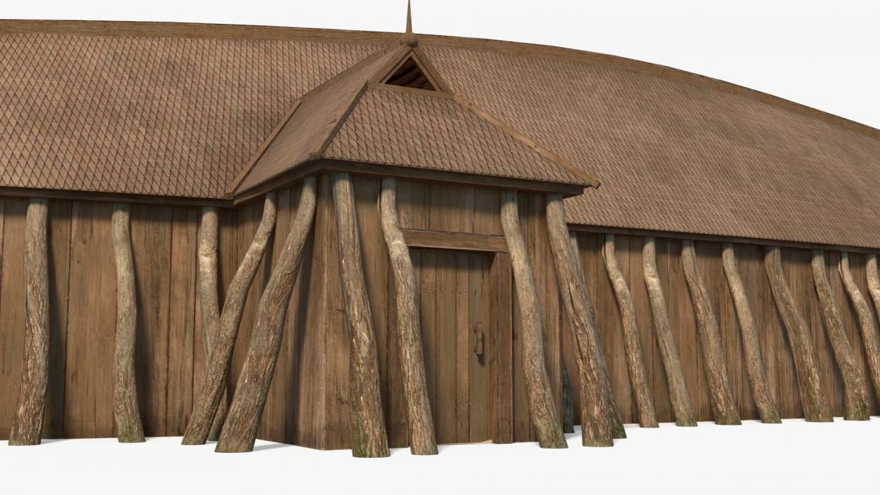 Long Vikings House Simple Interior 3D model