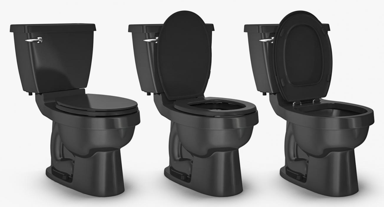 3D WC Ceramic Toilet Black model