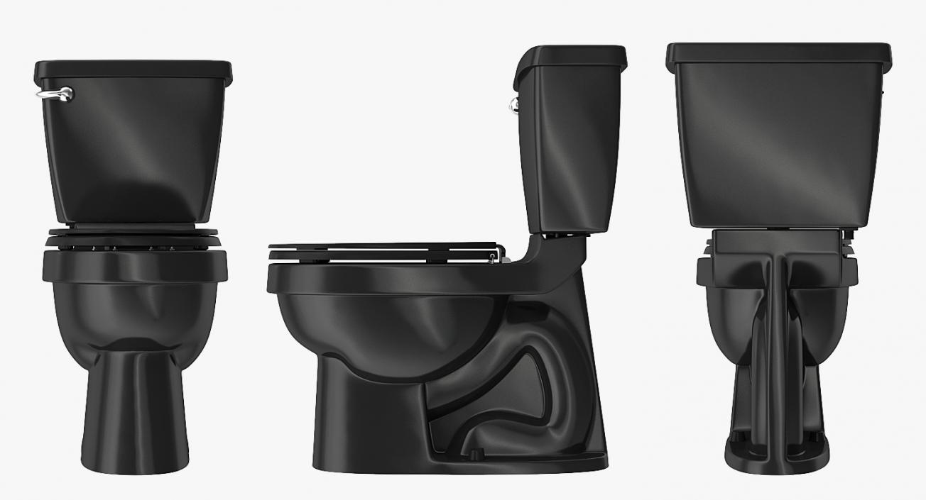 3D WC Ceramic Toilet Black model