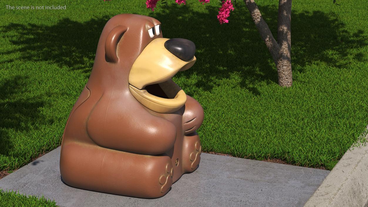 3D Used Bear-Shaped Trash Can