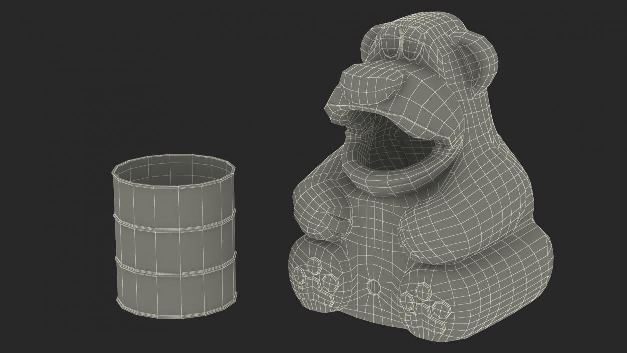 3D Used Bear-Shaped Trash Can