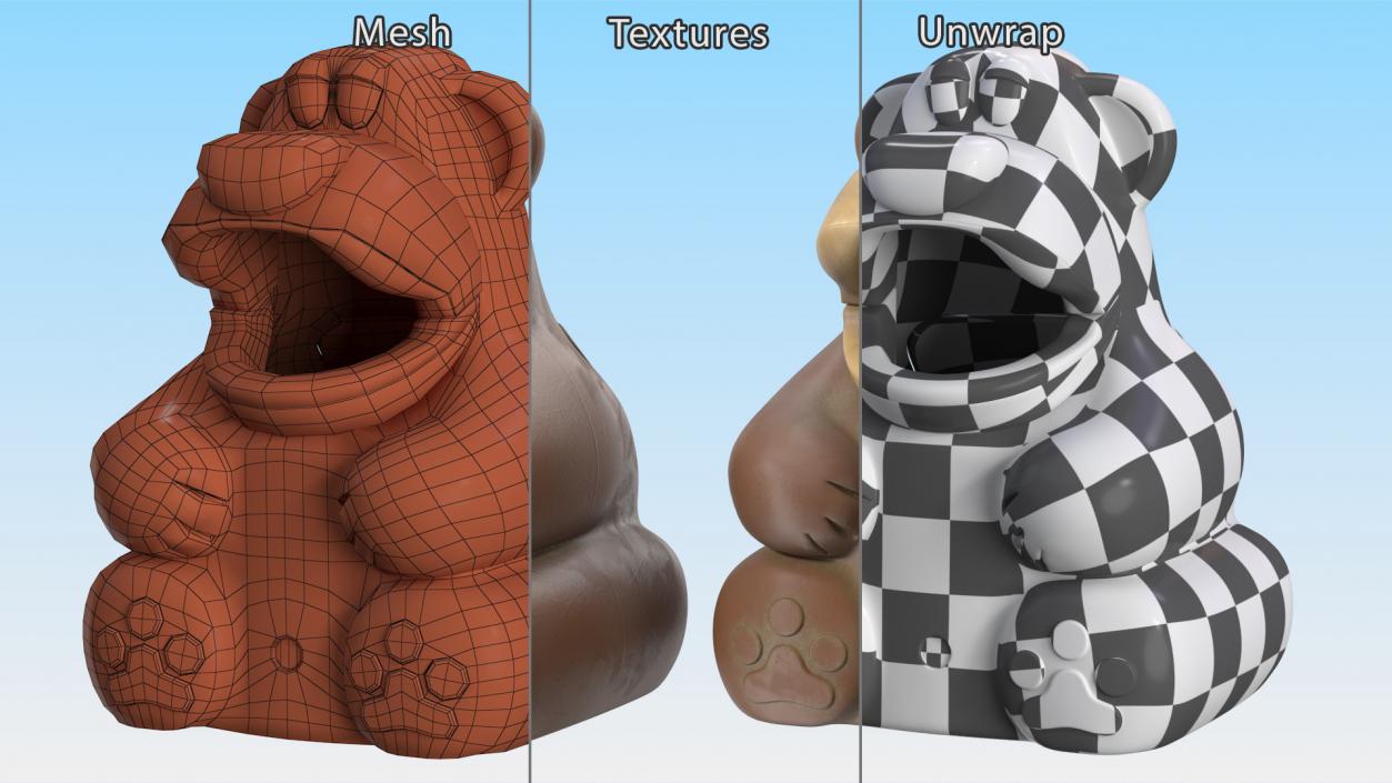 3D Used Bear-Shaped Trash Can