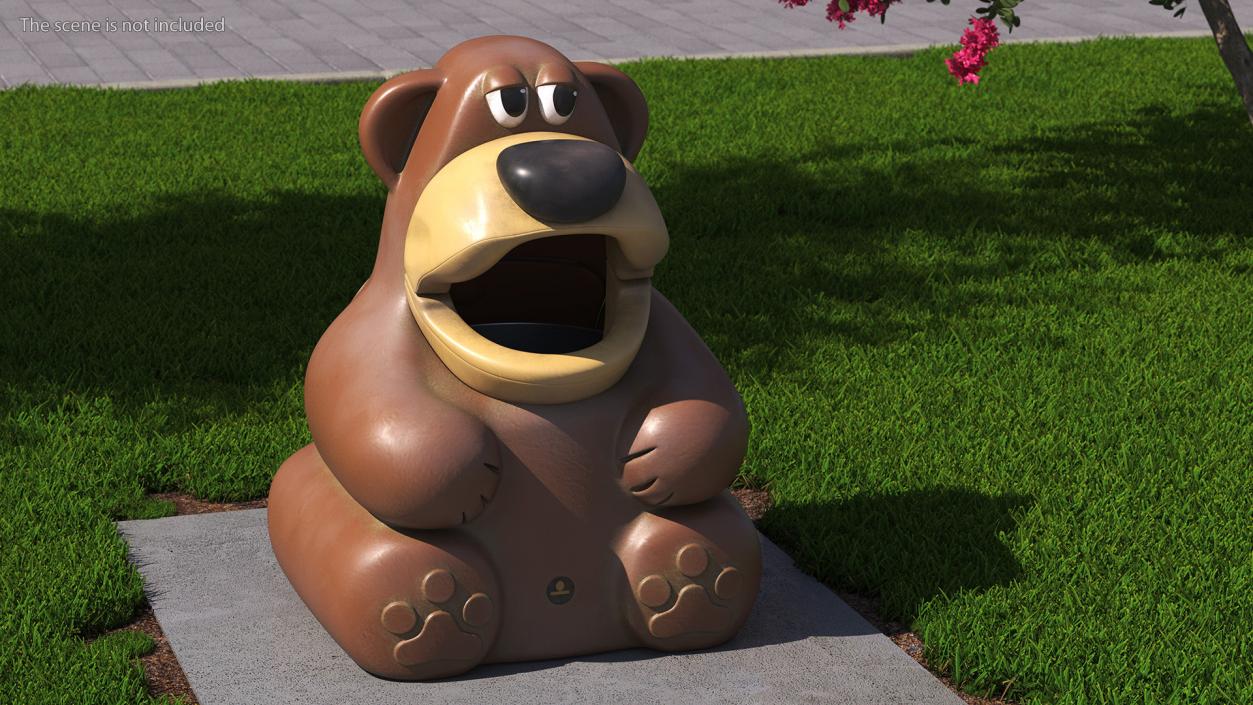 3D Used Bear-Shaped Trash Can