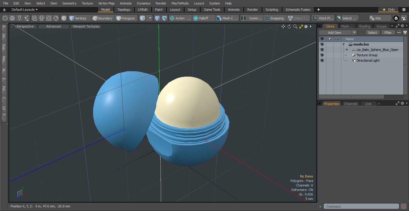 3D model Lip Balm Sphere Blue Open