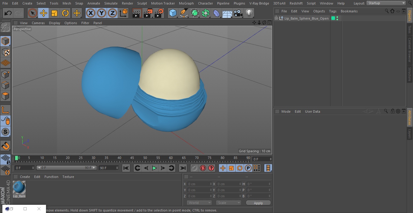 3D model Lip Balm Sphere Blue Open