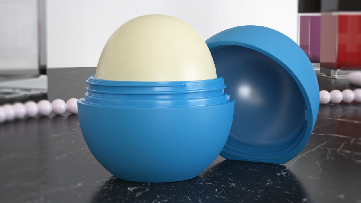 3D model Lip Balm Sphere Blue Open