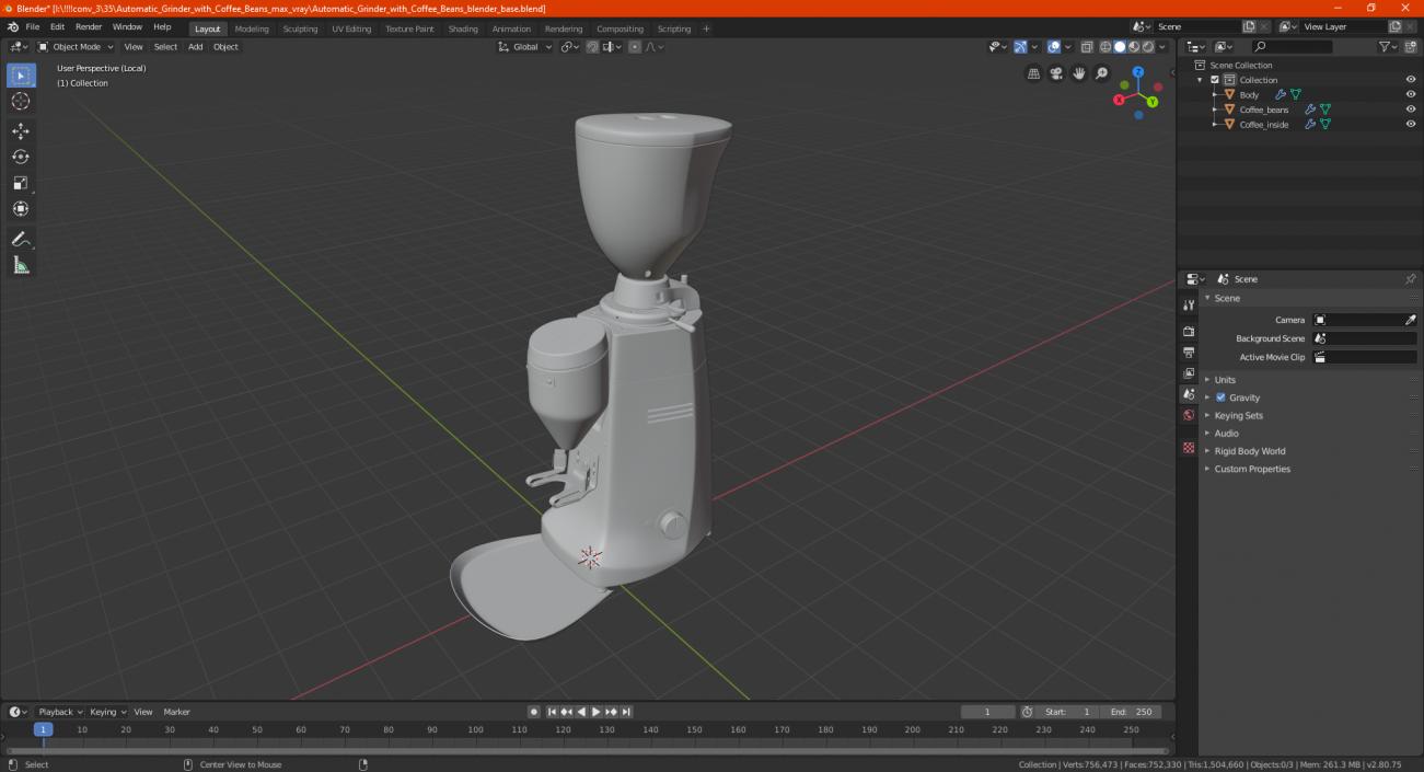 3D model Automatic Grinder with Coffee Beans