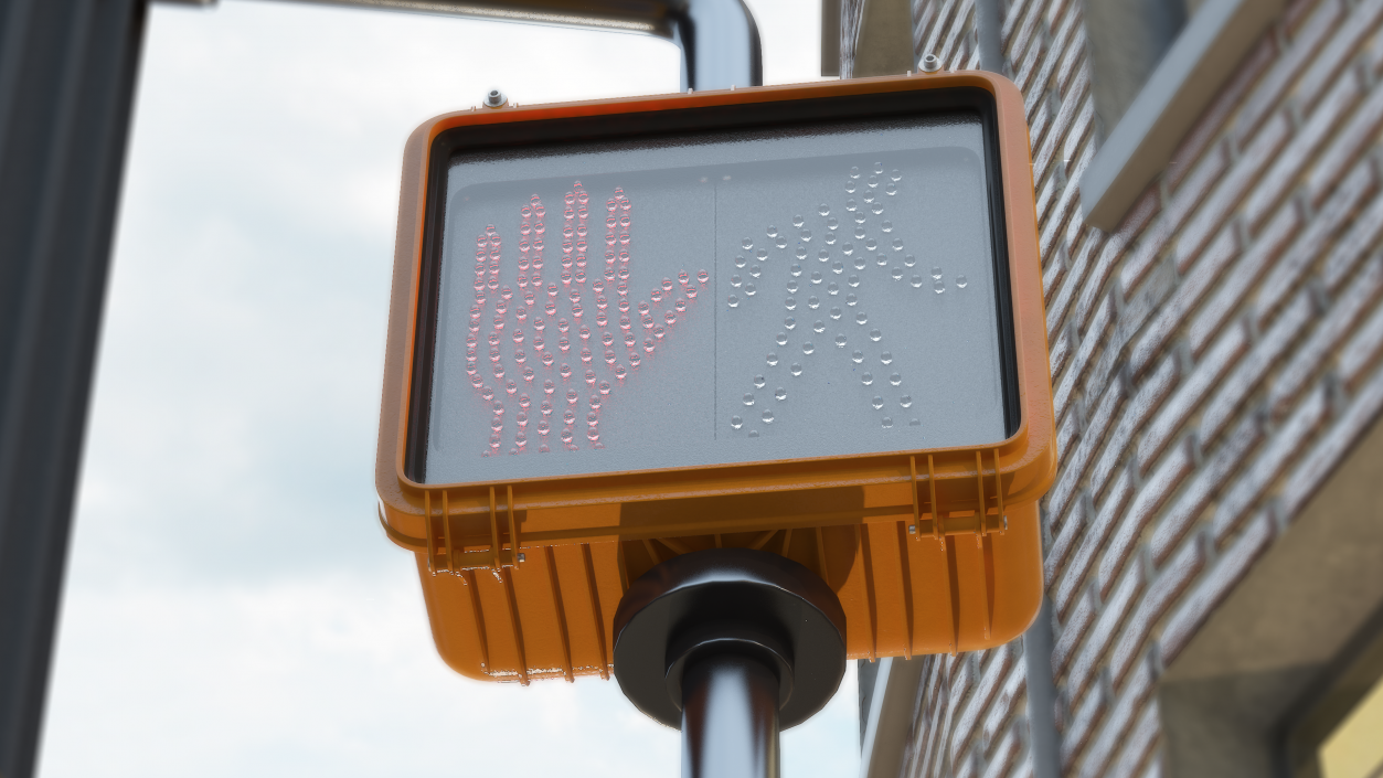 3D Red Hand Sign Indicating Not To Walk