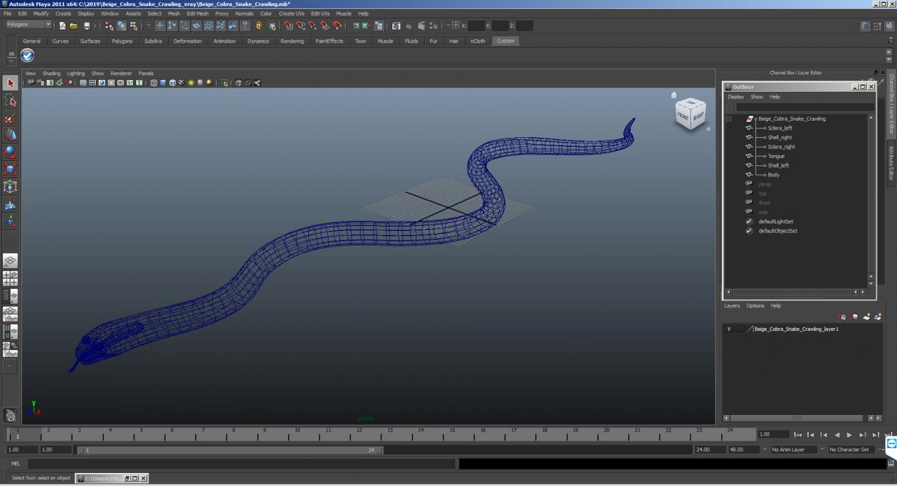 3D Light Cobra Snake Crawling