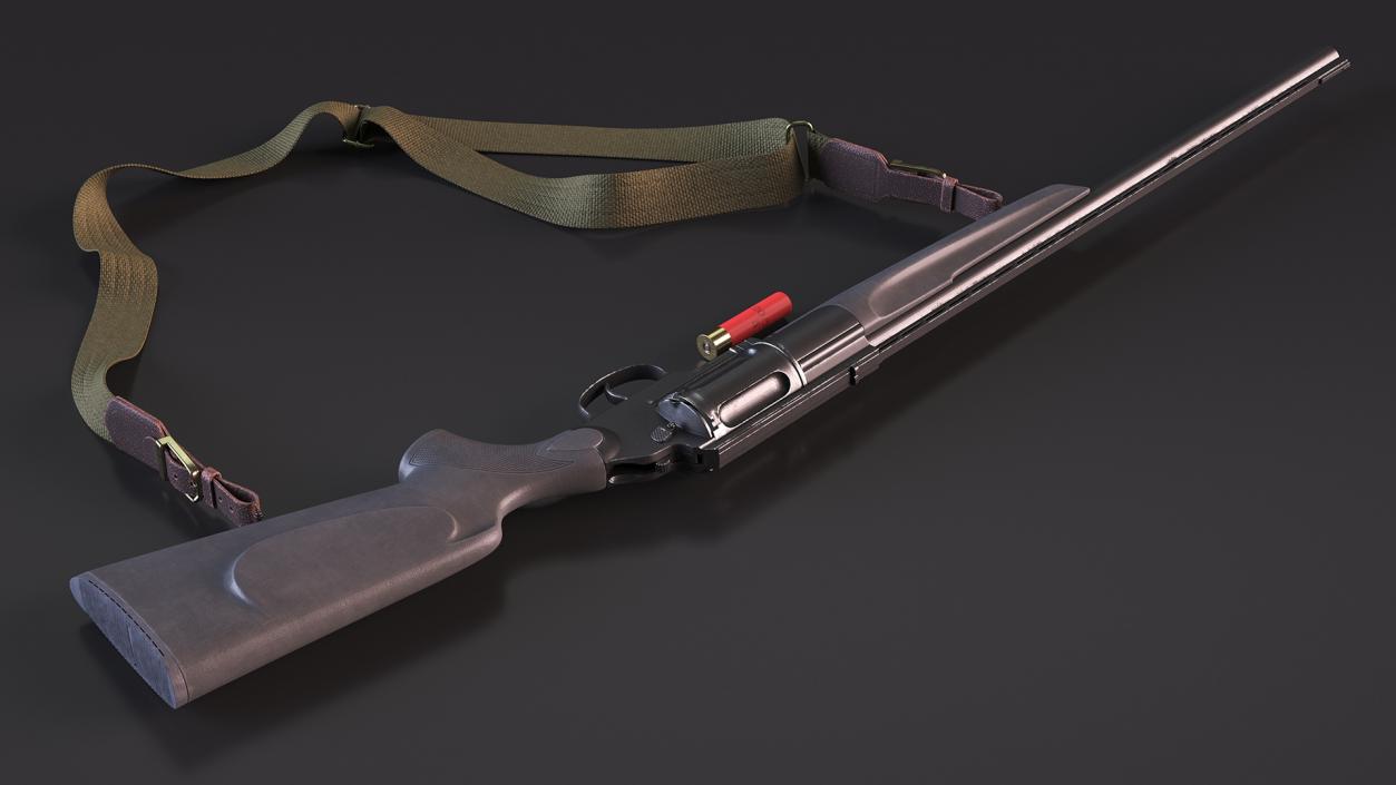 3D Russian Revolving Shotgun MTs255 Polymer Worn Rigged for Cinema 4D