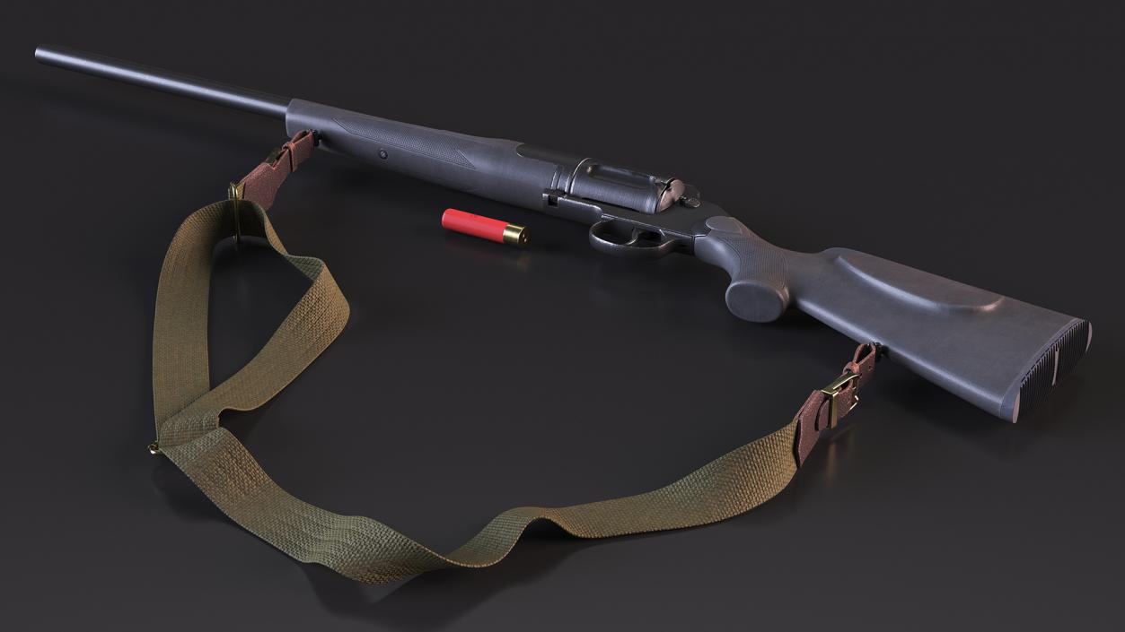 3D Russian Revolving Shotgun MTs255 Polymer Worn Rigged for Cinema 4D