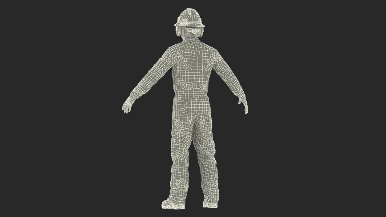 3D Oil Gas Worker Neutral Pose Fur