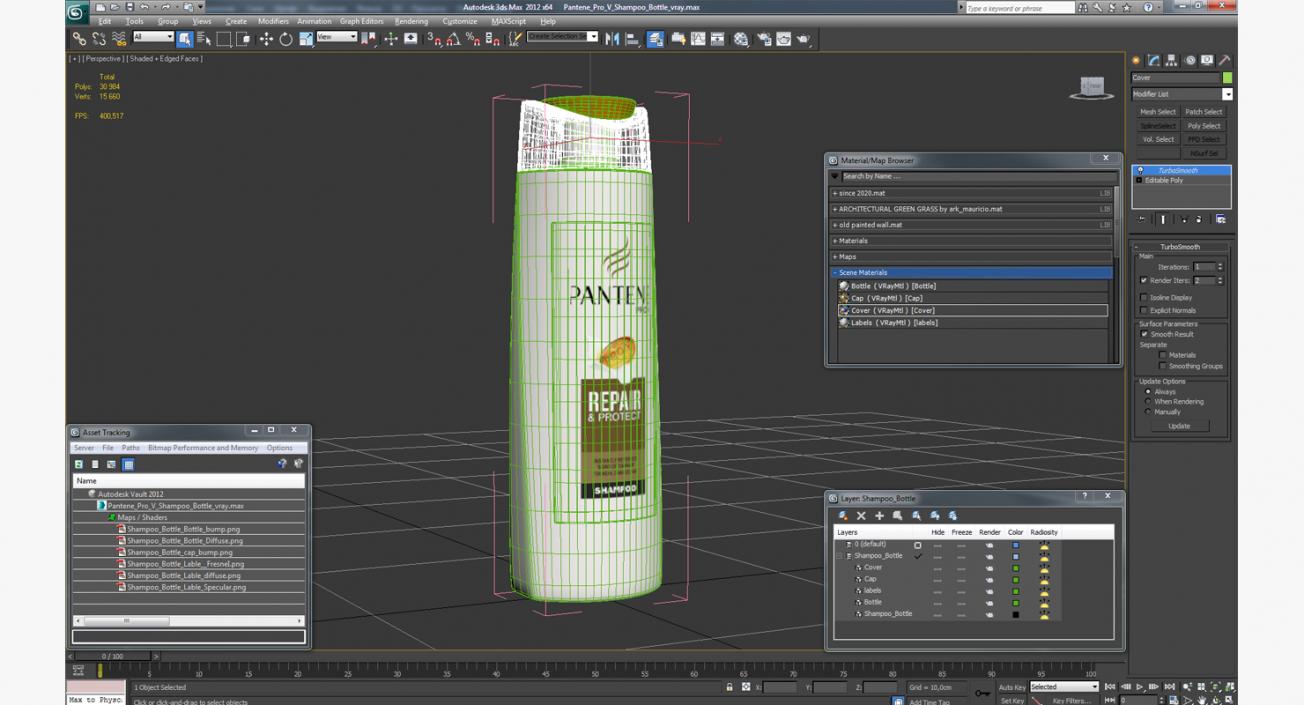 3D Pantene Pro V Shampoo Bottle model