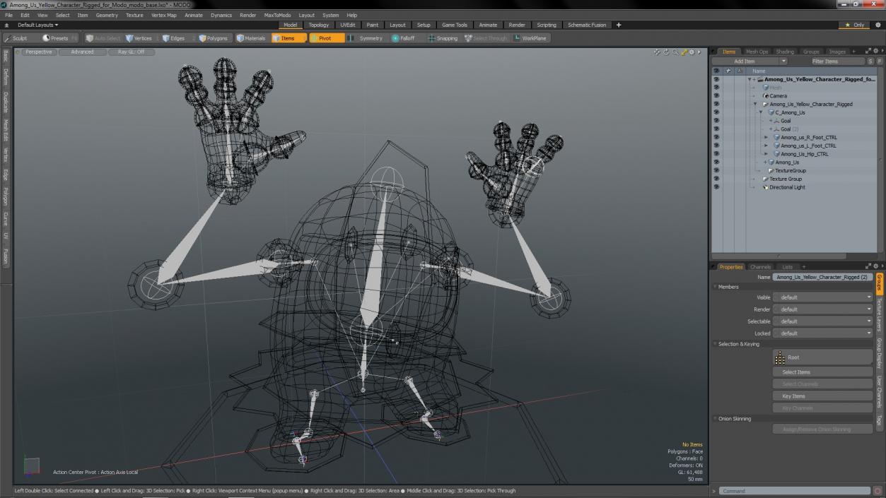 3D Among Us Yellow Character Rigged for Modo