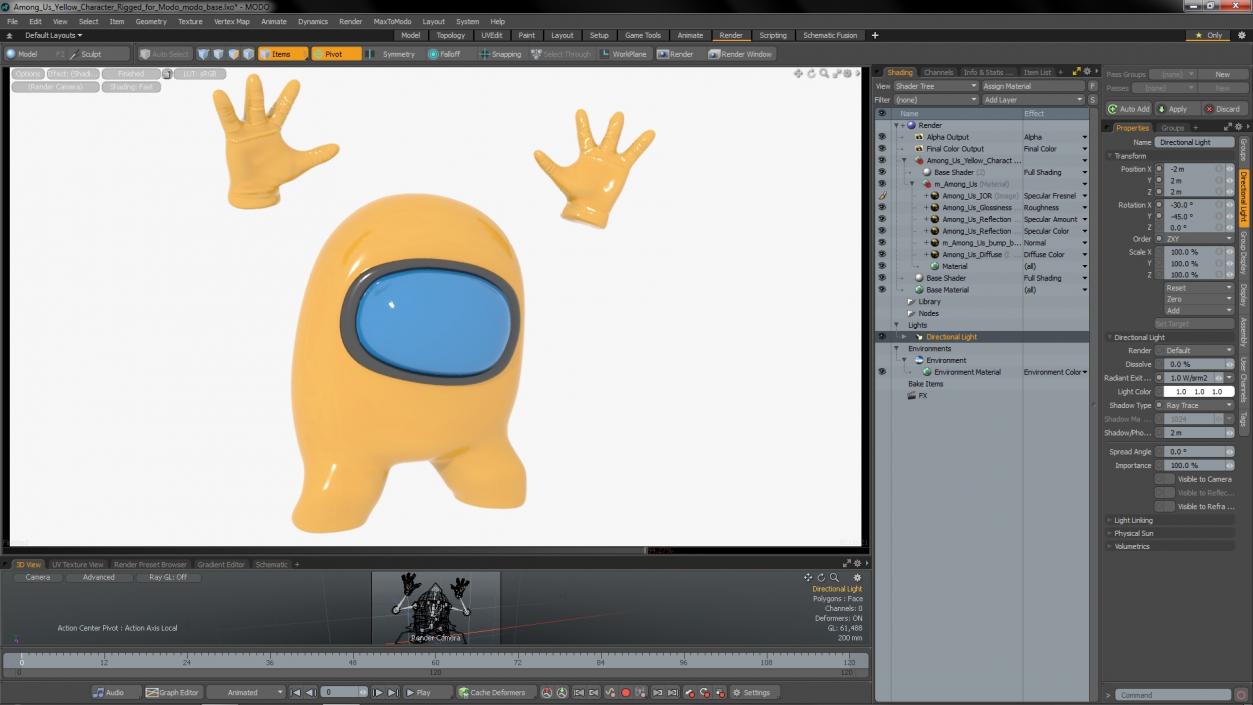 3D Among Us Yellow Character Rigged for Modo