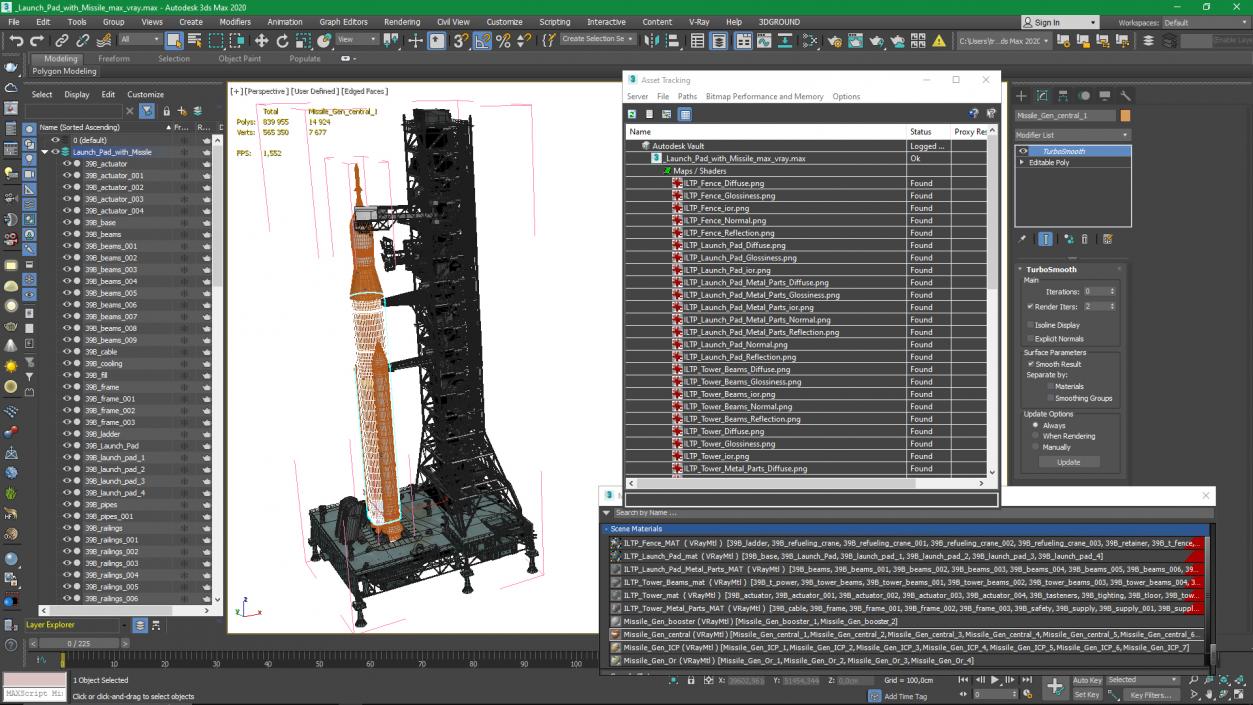 3D Launch Pad with Missile model