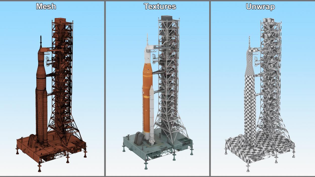 3D Launch Pad with Missile model