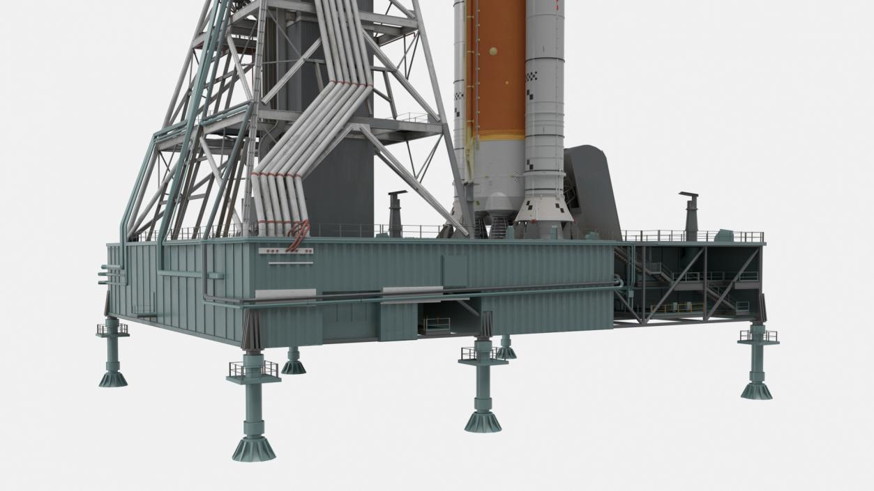 3D Launch Pad with Missile model