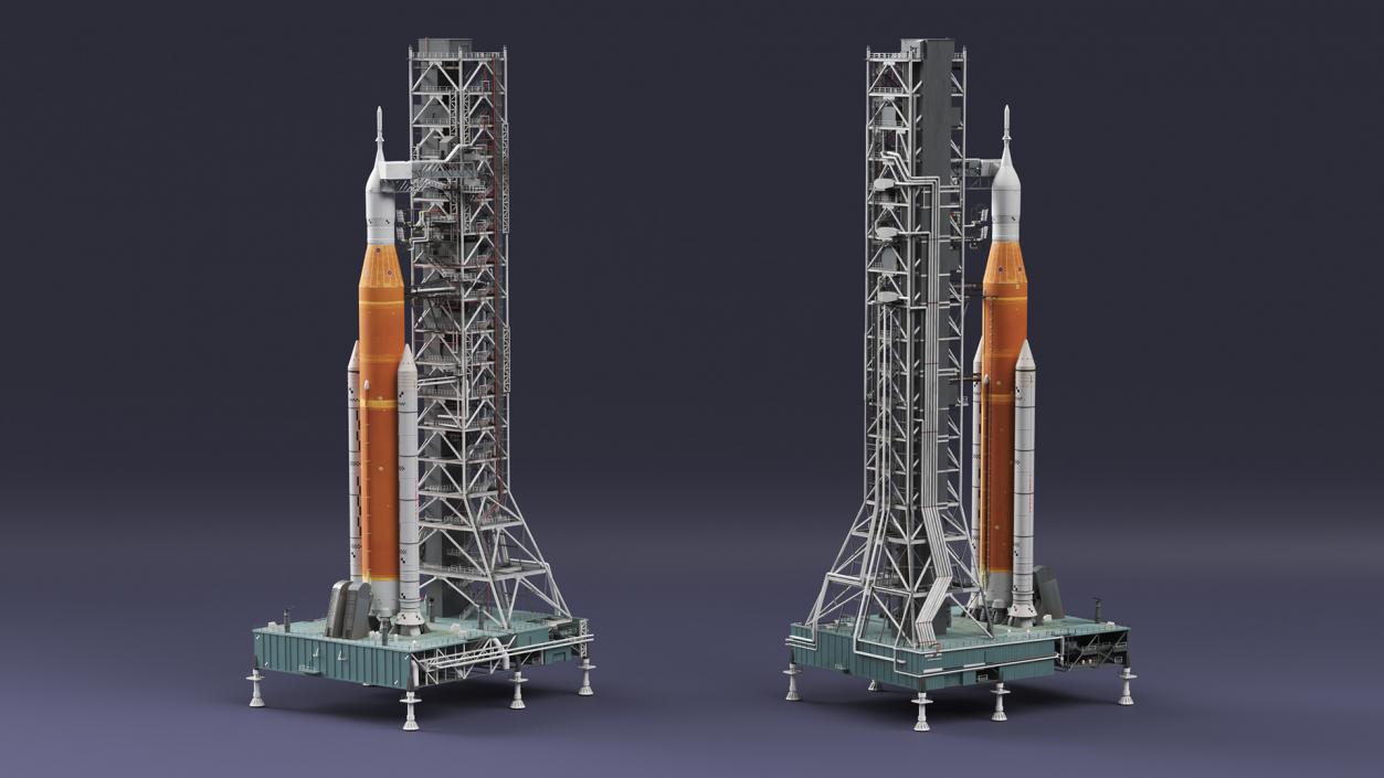 3D Launch Pad with Missile model