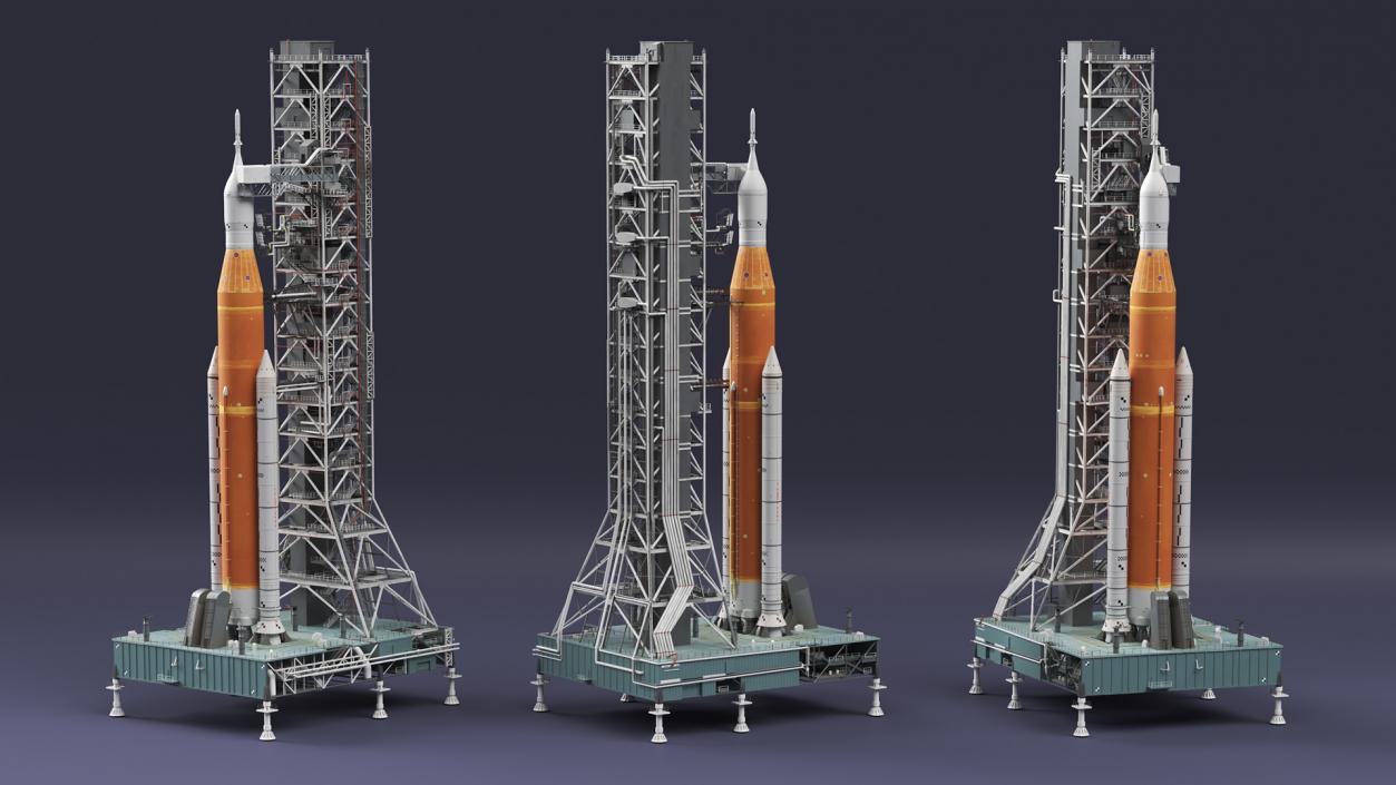 3D Launch Pad with Missile model