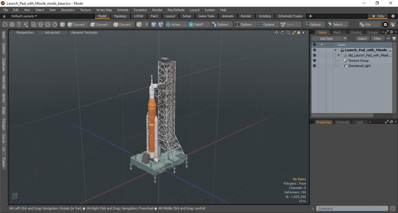 3D Launch Pad with Missile model