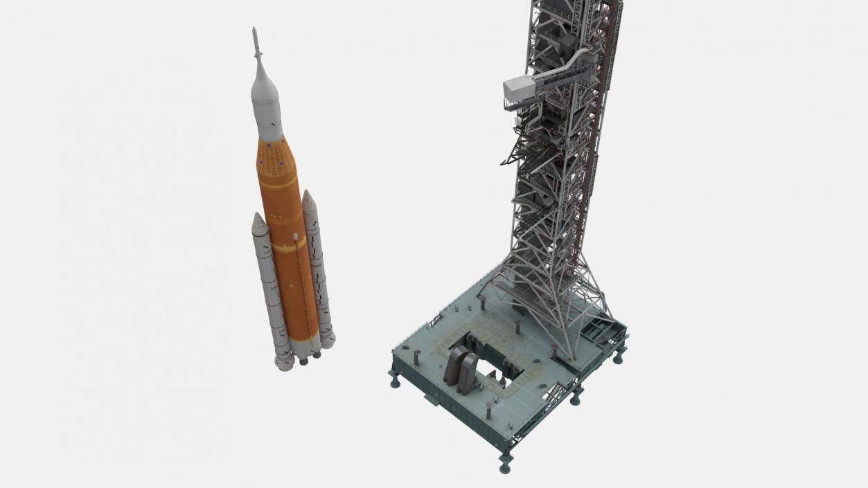 3D Launch Pad with Missile model