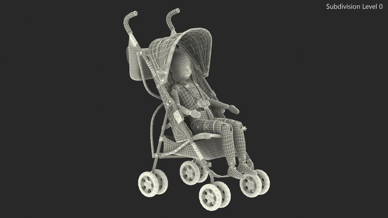 3D model Baby Stroller with Child Crash Test