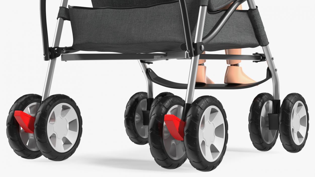 3D model Baby Stroller with Child Crash Test