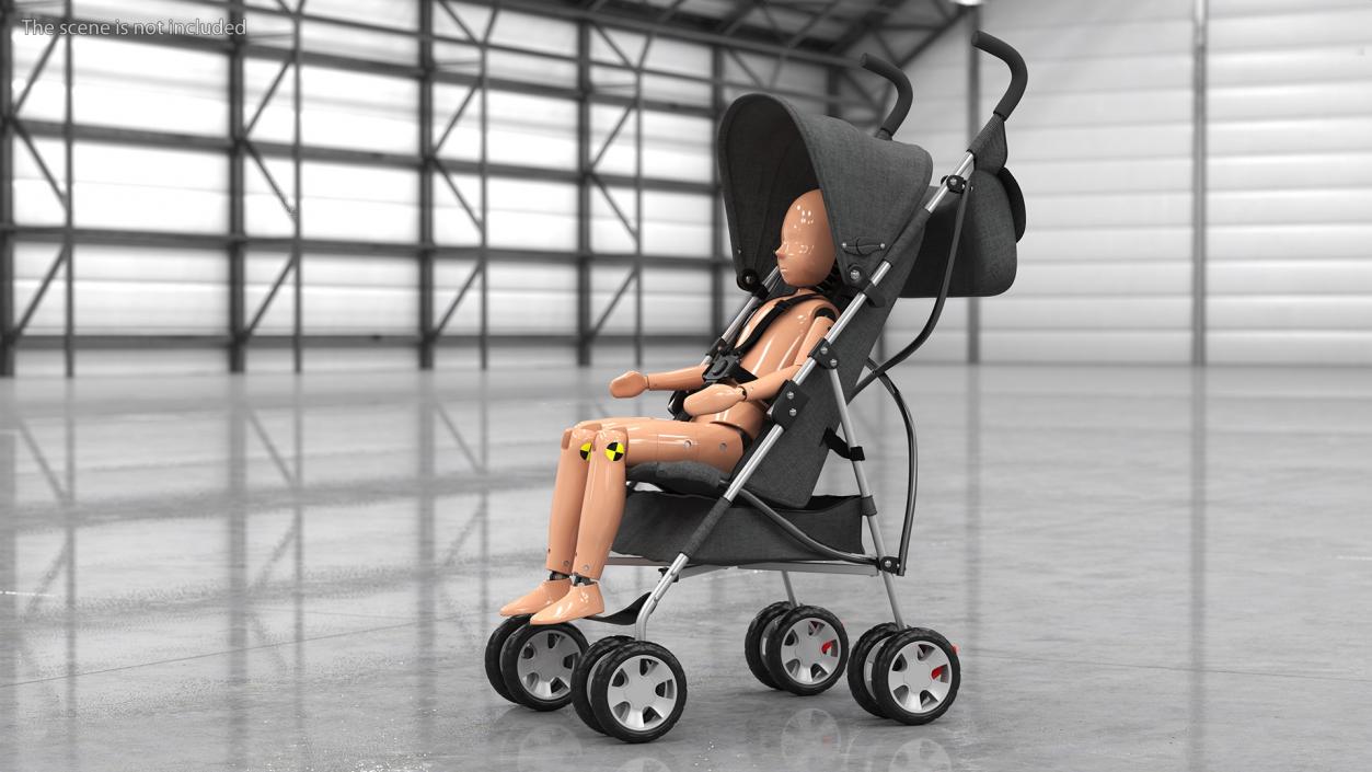 3D model Baby Stroller with Child Crash Test