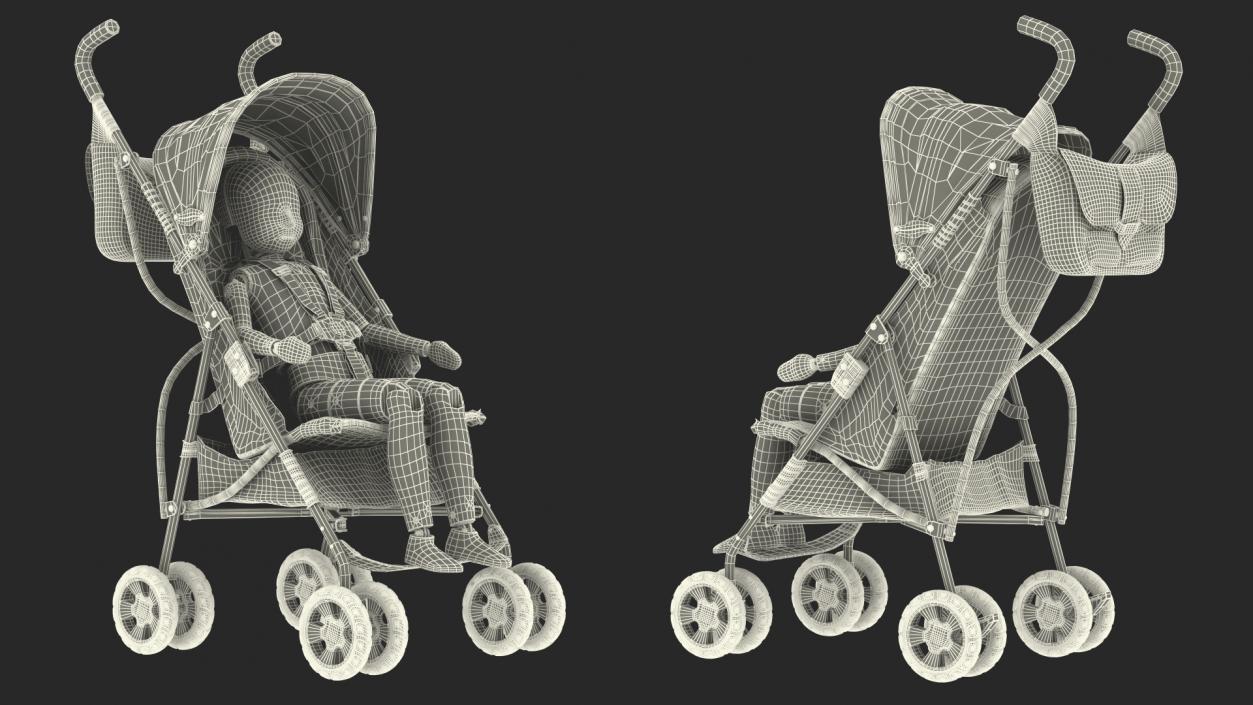 3D model Baby Stroller with Child Crash Test