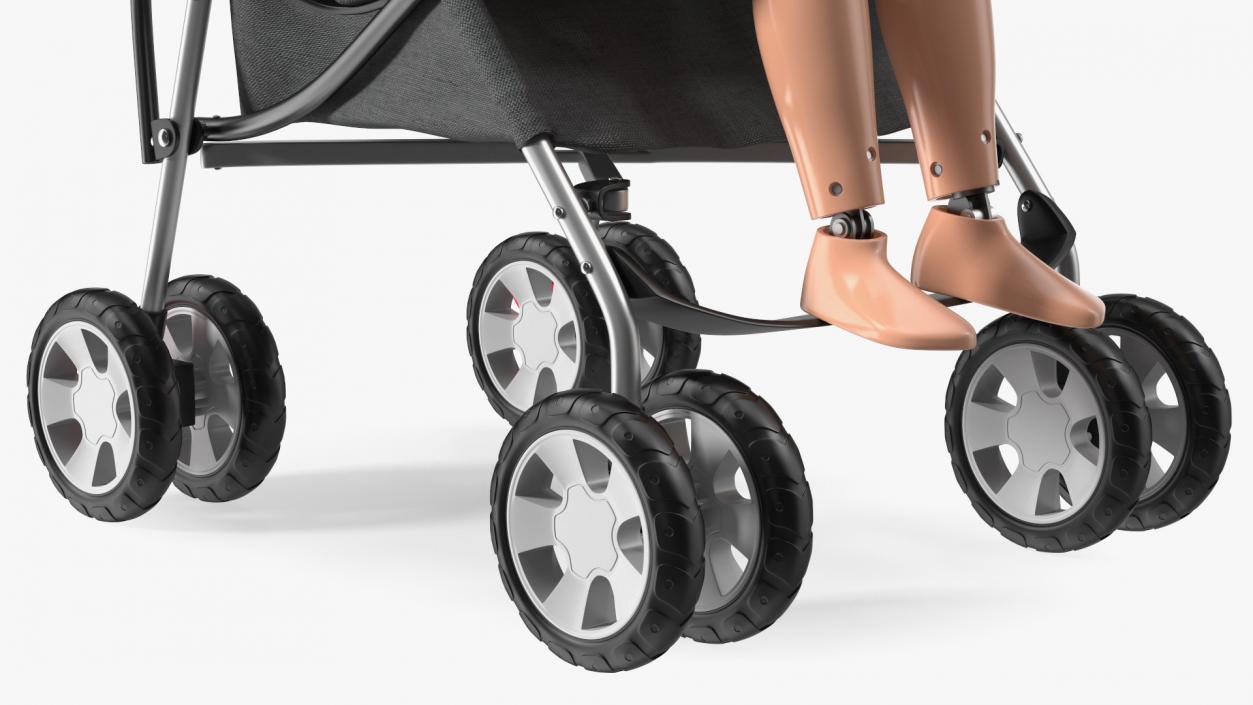 3D model Baby Stroller with Child Crash Test