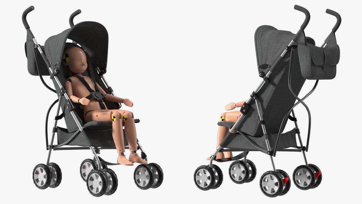 3D model Baby Stroller with Child Crash Test