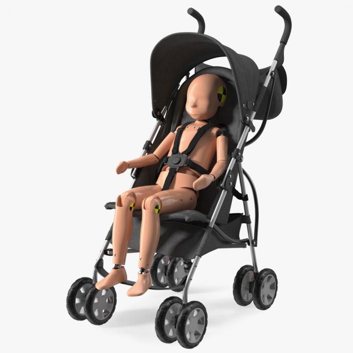 3D model Baby Stroller with Child Crash Test